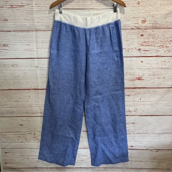 Lilly Pulitzer Beach Palazzo Pants in Beckon Blue x Resort White Sz M - Picture 3 of 11